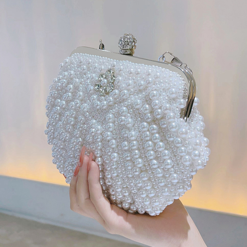 New pearl clutch bag banquet evening bag rhinestone handbag