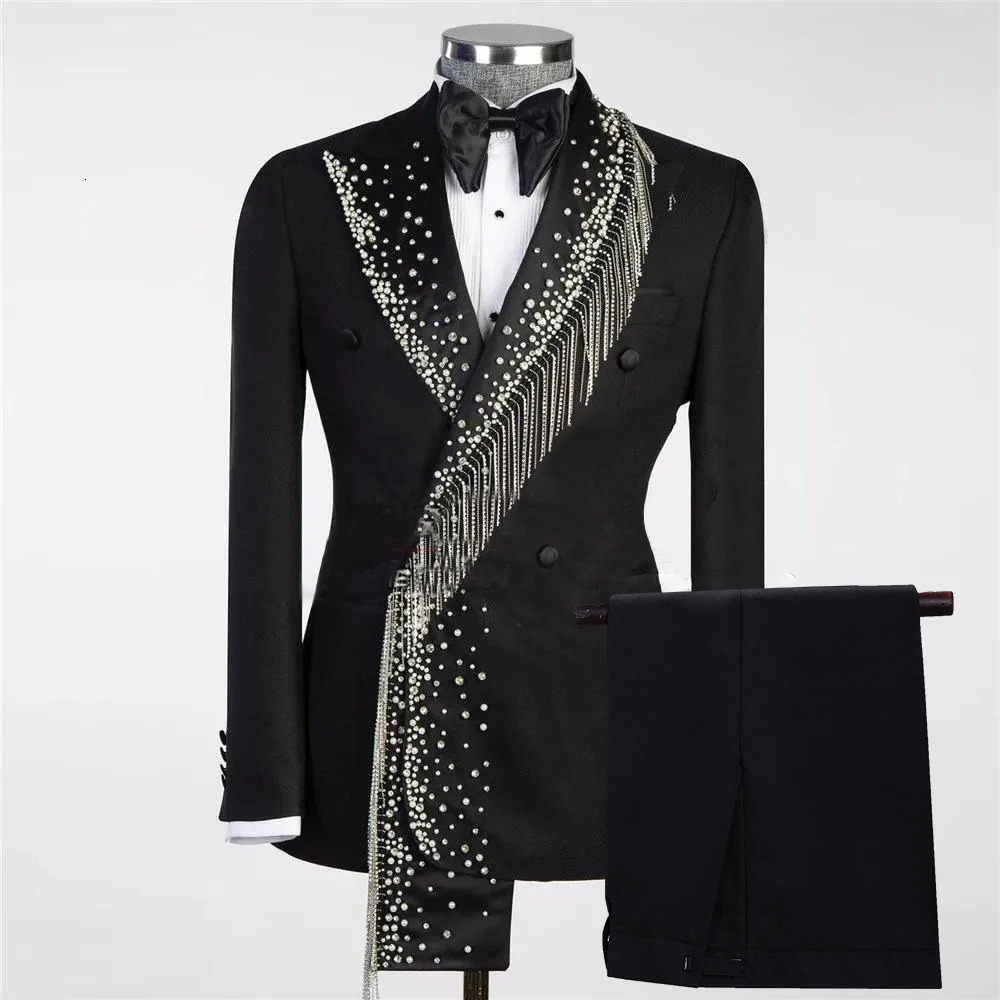 Blazer Suit For Men 2 Piece Outfit Set Suits High Quality Pants Mens Clothing Wedding Tuxedo Jackets er Clothes Black 250214