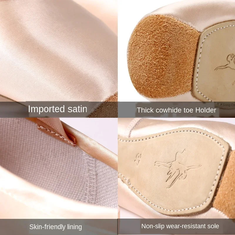 Dance Child and Adult Ballet Pointe Shoe Professional with Ribbons Shoes Woman atos Mujer Sneakers Women Girls 250218