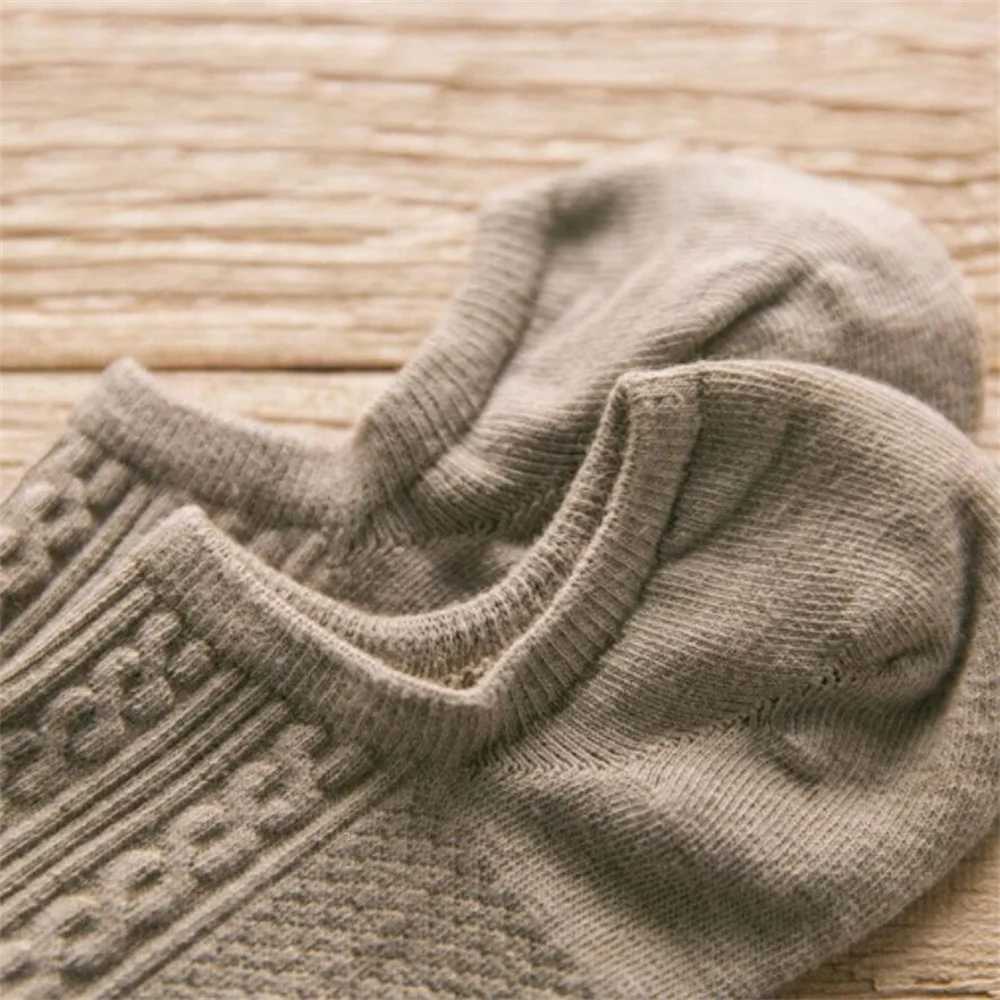 0 Pieces=5 Pairs Twists Cotton Tube Socks for Men Short Boat Socks Invisible Summer Thin Versatile Anti Odor Calcetines W250217