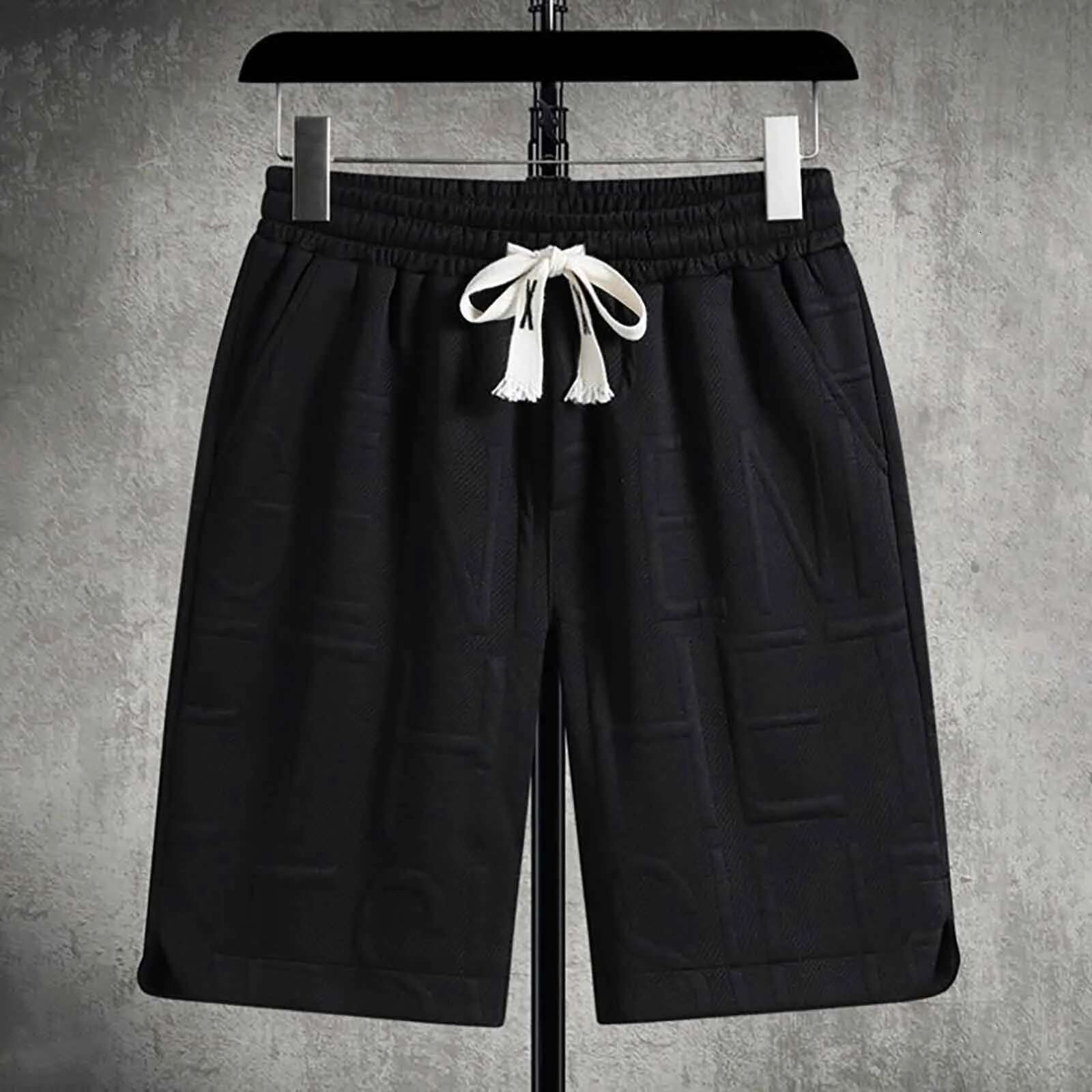 Summer New Men's Loose Drawstring Hip-hop Street Korean Men's Designer Shorts Solid Color Knitted Plus Size Loose Casual Sports Shorts Pants