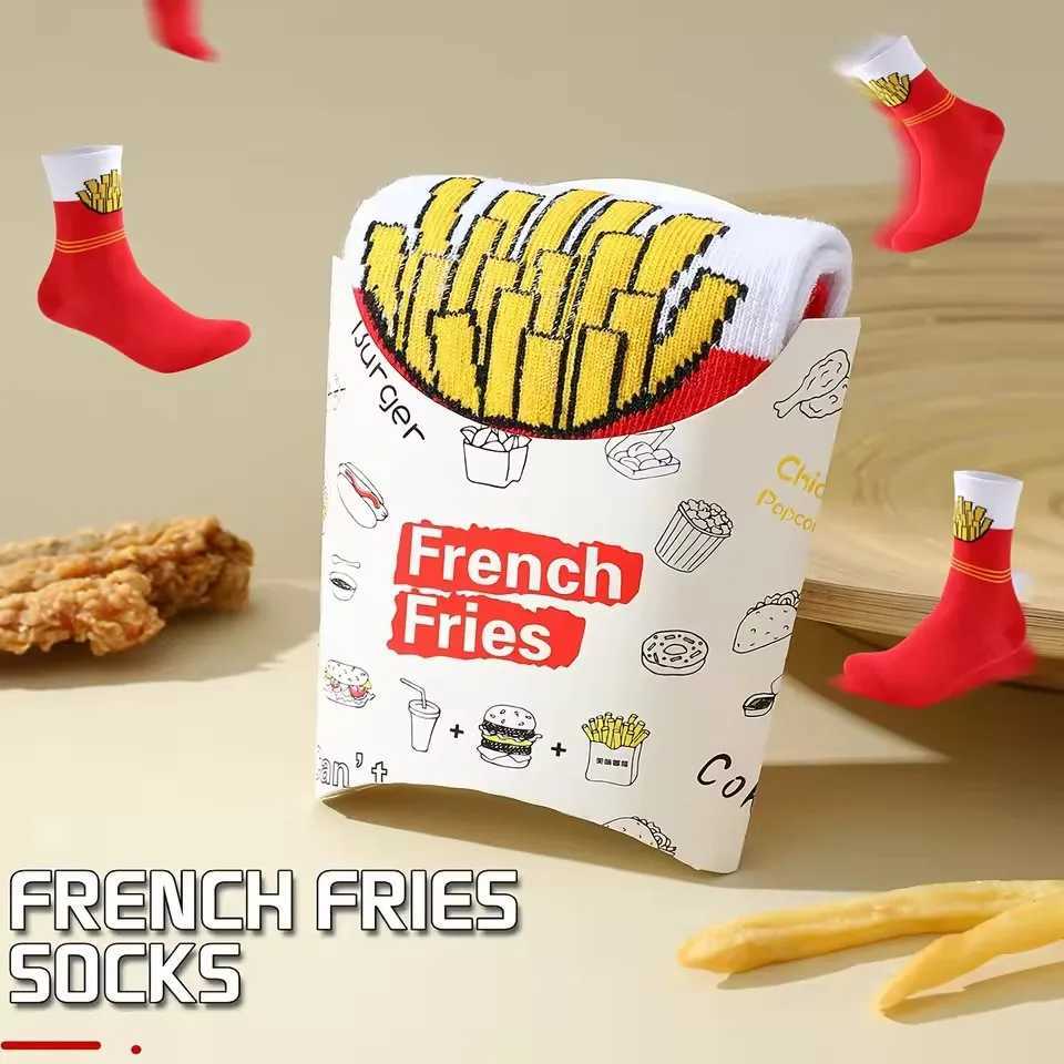 Novelty and fun Socks Red fries pattern gift socks leisure versatile.suitable for Halloween Christmas Valentines Day Gifts W250217