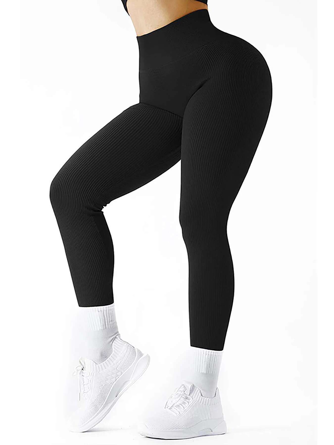 Women's Solid Color High Waist Simple Yoga Fiess Daily Ribbed Sports Cycg Leggings