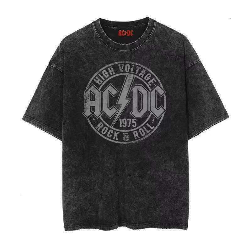 Hip hop printed washed short sleeved loose round neck T-shirt for men