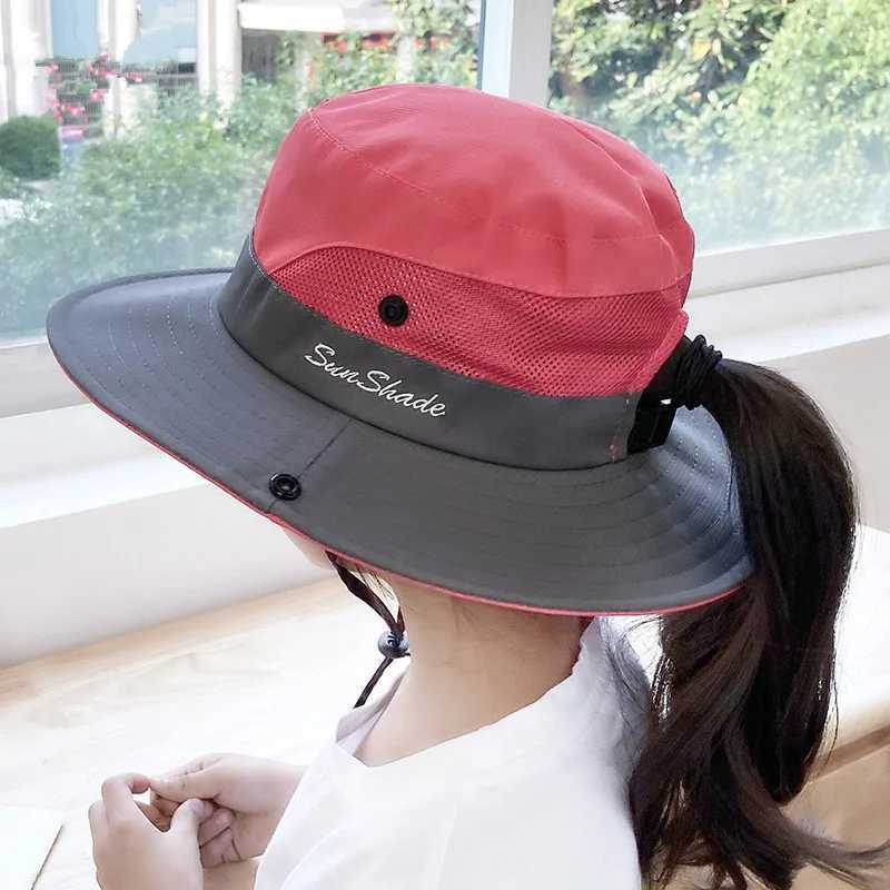Child-Parents Fishing Hat Girls Outdoor UV Protection Bucket Hat Womens Panama Summer Wide Brim Bob Hiking Sun Hat for Woman W250217