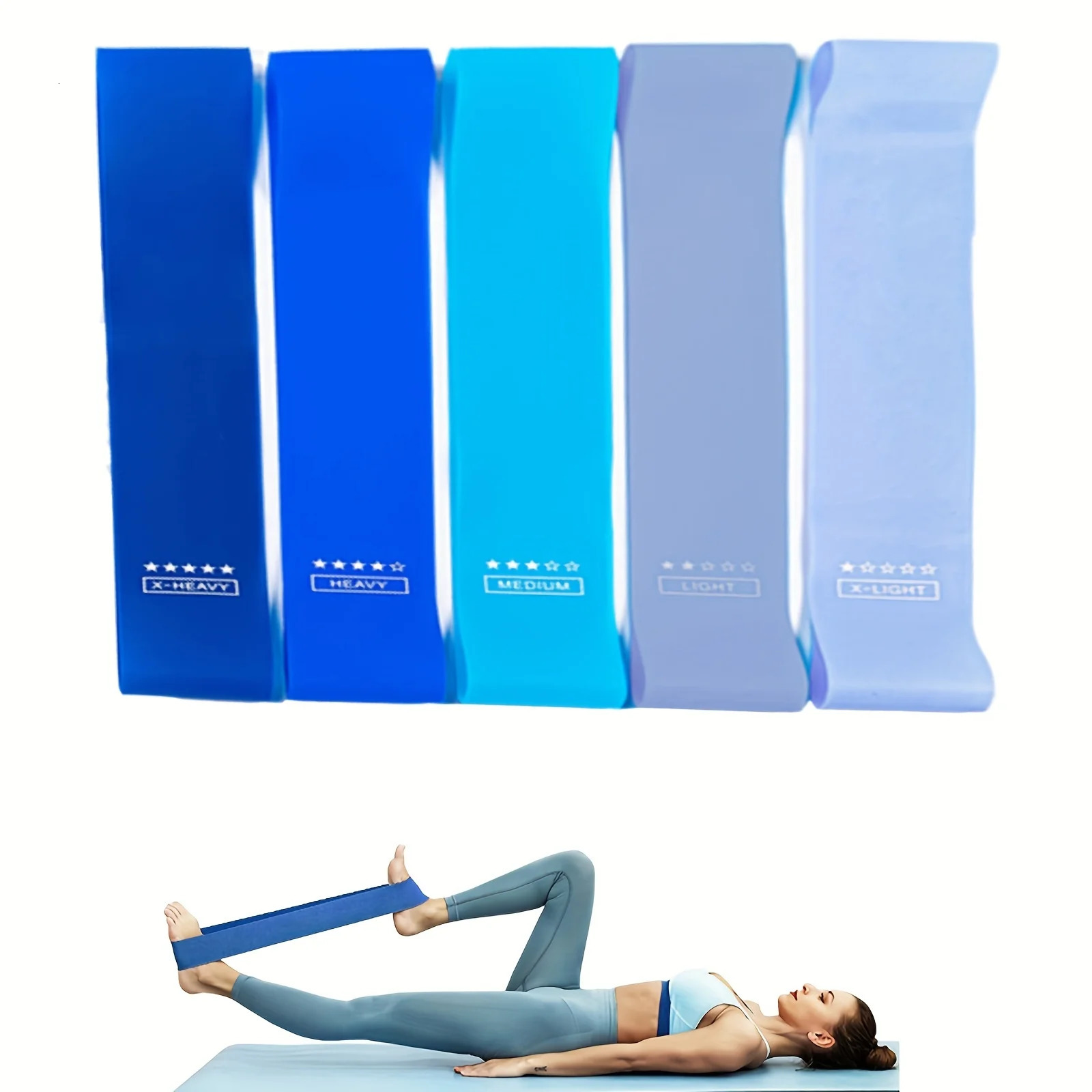 1pc Gradient Blue Yoga Squat Buttock Resistance Band Thin Leg and Arm Pull Strength Rehabilitation Training Circl 250213