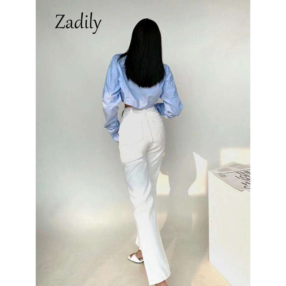 Zadily 2023 Spring Korean Style Long Sleeve White Shirt Women Sexy Button Ladies Crop Tops Blouse Street New In Female Clothing