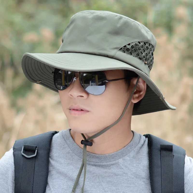 Custom Solid Color Sun Hats For Men Women Wide Brim Breathable Beach Hat Outdoor Bob Fishing Cap Male Boonie Cap Bucket Hat W250217