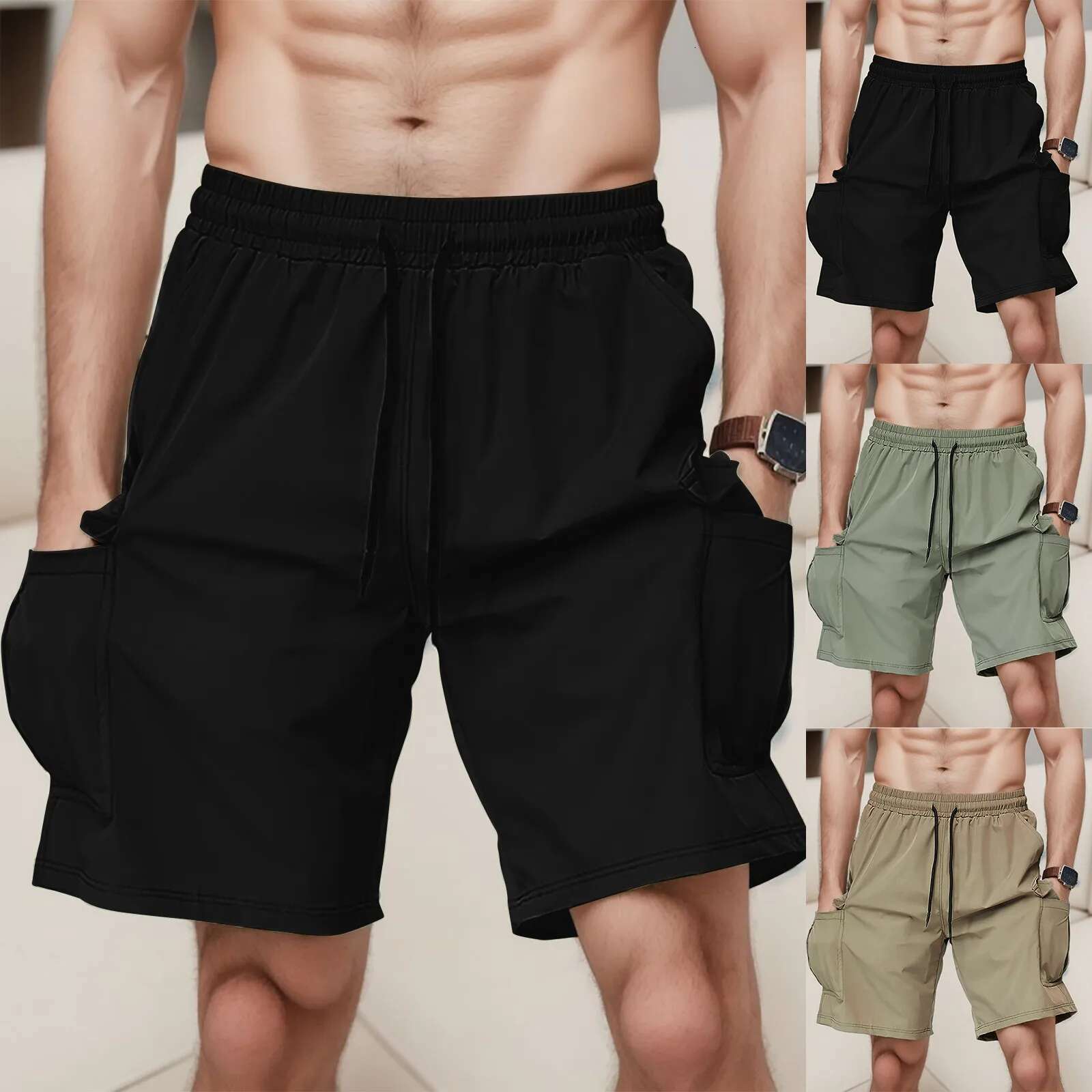 Outdoor Hiking Shorts Men's New Comfortable Clothing Men's Designer Work Pants Elastic Waist Drawstring Quick Drying Breathable Summer Casua