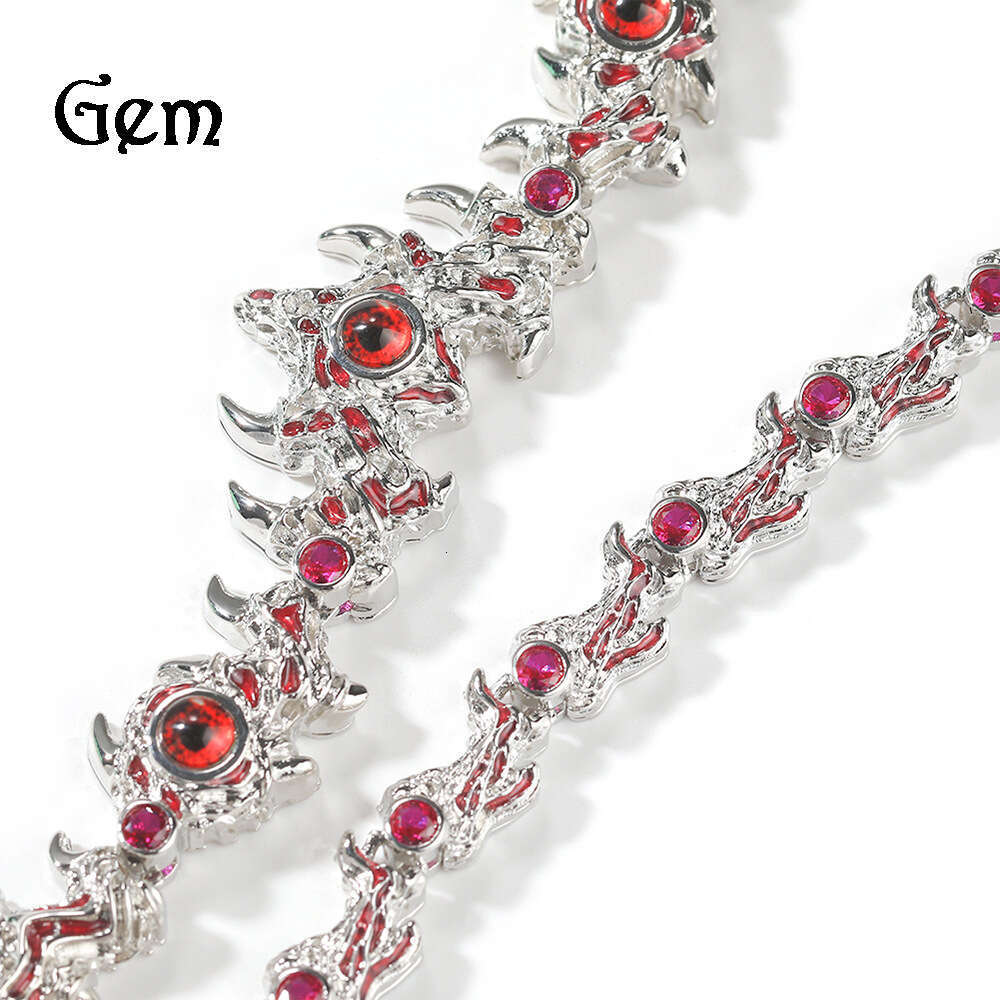 Exaggerated spikes parasitizing red eyes, thorns inlaid with dias, hip-hop necklace accessories, men's niche design, trendy accessories