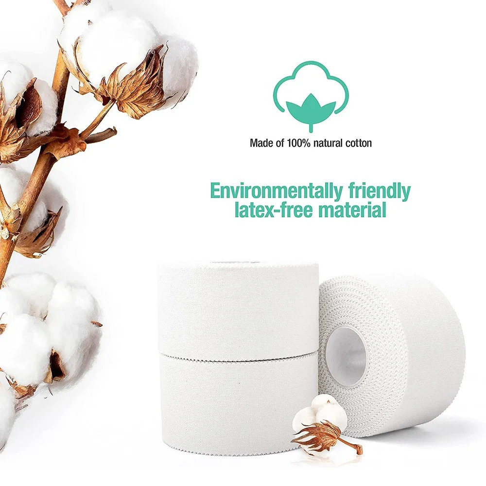 5 Rolls 2.5/3.8/5cm Sport Athletic Waterproof Cotton White Boxing Adhesive Tape Strain Injury Support Sport Binding Bandage 250217