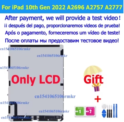 10.9" LCD And Touch Screen For iPad 10 10th Gen 2022 A2696 A2757 A2777 LCD Display Digitizer Assembly Replacement Repair Parts