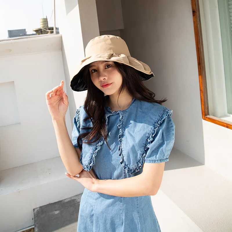 New Solid Color Basin Hat Womens Rain Caps Waterproof Rain Wide Brim Bucket Hat Rain Cap Travel Wild Casual Fisherman Hats W250217