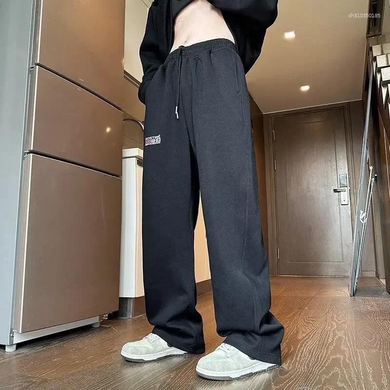 Men's Pants American Style Loose-Fit Grey Draped Wide-Leg Casual Trendy Sweatpants Straight-Leg Long For Summer