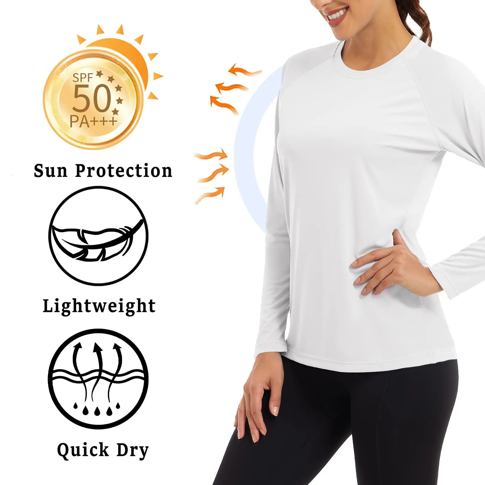 KEFITEVD Women UPF 50 UV Sun Protection Long Sleeve T-shirts Gym Fitness Running T Shirt Quick Dry Athletic Shirts Sportswear 250217