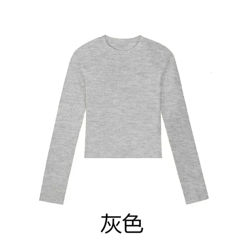 Cotton O Neck Long Sleeve Shirt Women Sexy Cropped Tops Autumn Black Casual Skinny Slim Basic Woman T Shirts White Clothing 250213
