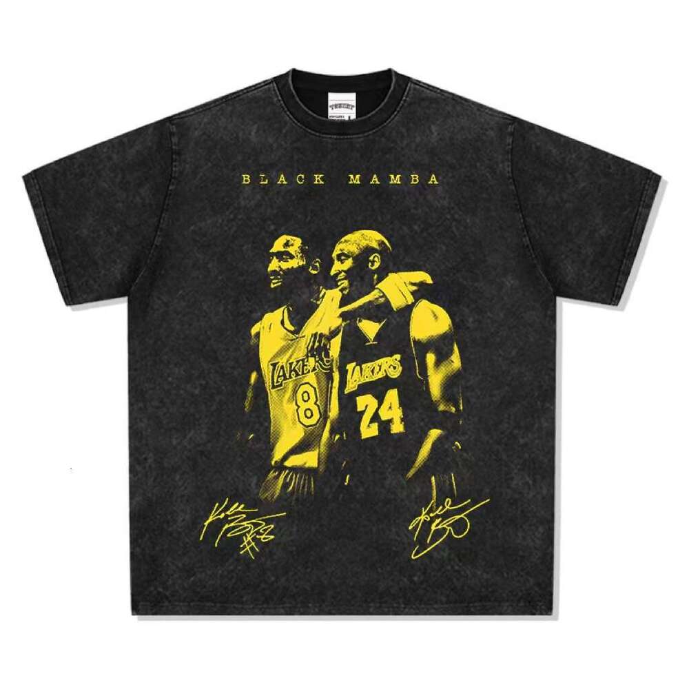 Minimally printed short sleeved washed T-shirt, trendy for both men and women