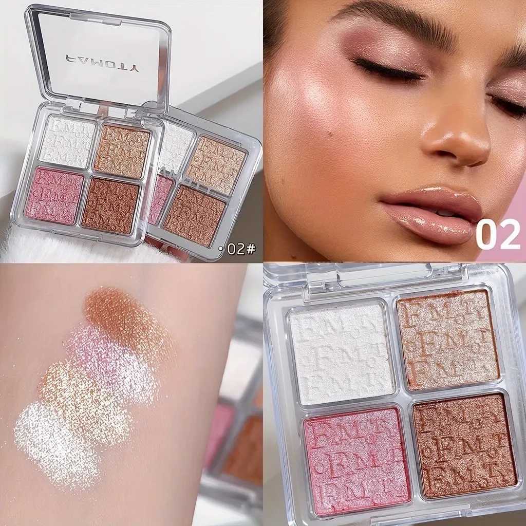 4 Color Face Highlighter Palette Illuminator Palette Natural Glow Waterproof Glitter Shimmer Baked Powder Highlighter Makeup HotXJ250217