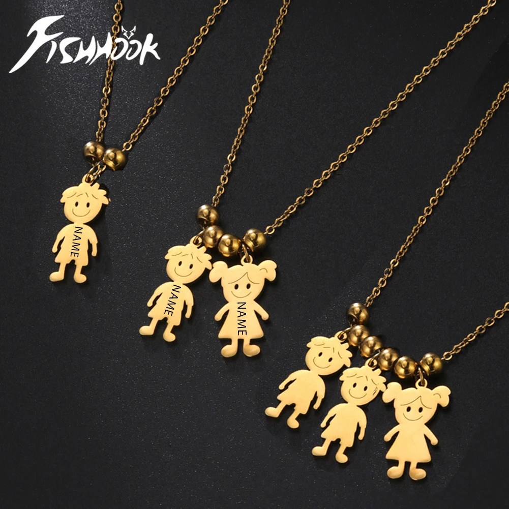 Personalized Boy Girl Necklace Custom Chain Name Mother Kid Family Valentines Gift For Women Men Stainless Steel Pendant Jewelry 250210