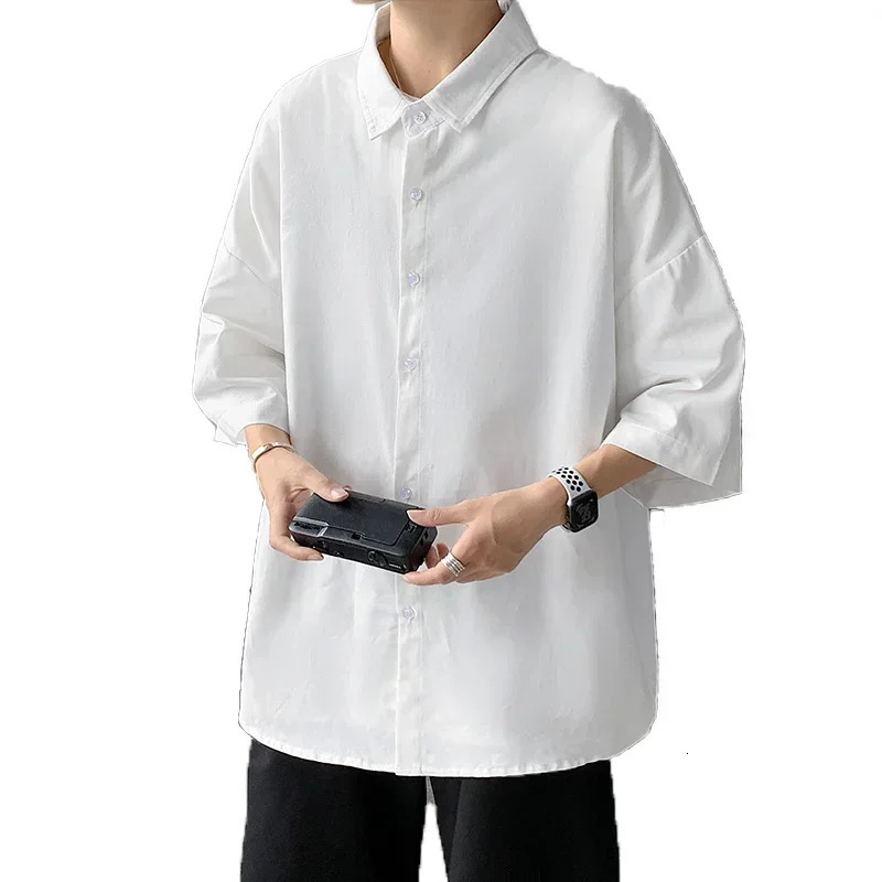 Mens Oversized Shirts White Mens Fashion Blouse 5xl Oversize Half Sleeves Dress Shirt for Men Clothing Casual 250214