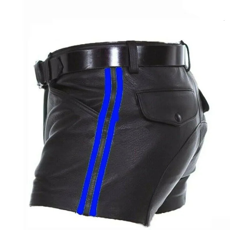 Solid Color PU Leather Pants Casual Mens Short Summer Fashion Trend Club Punk Style Shorts for Men 250214