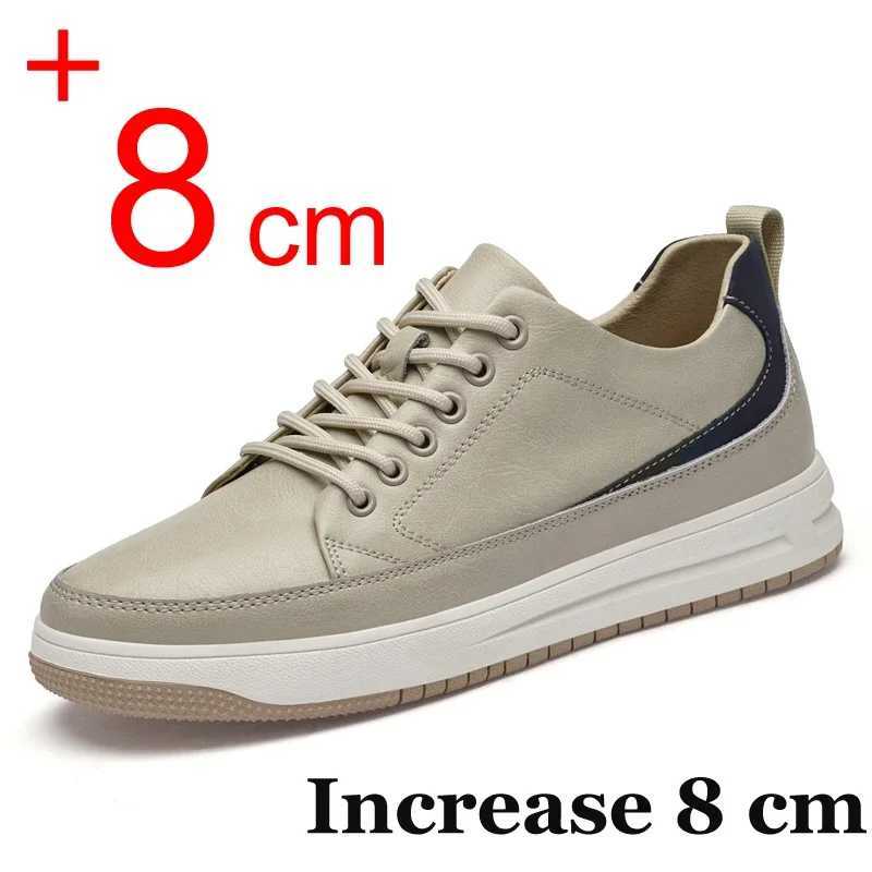 Leather Heightening Shoes for Men Insole 6cm 8cm H Casual Lift Height Shoes Man New Men Sneakers Elevator Shoes Cfortable Z250217