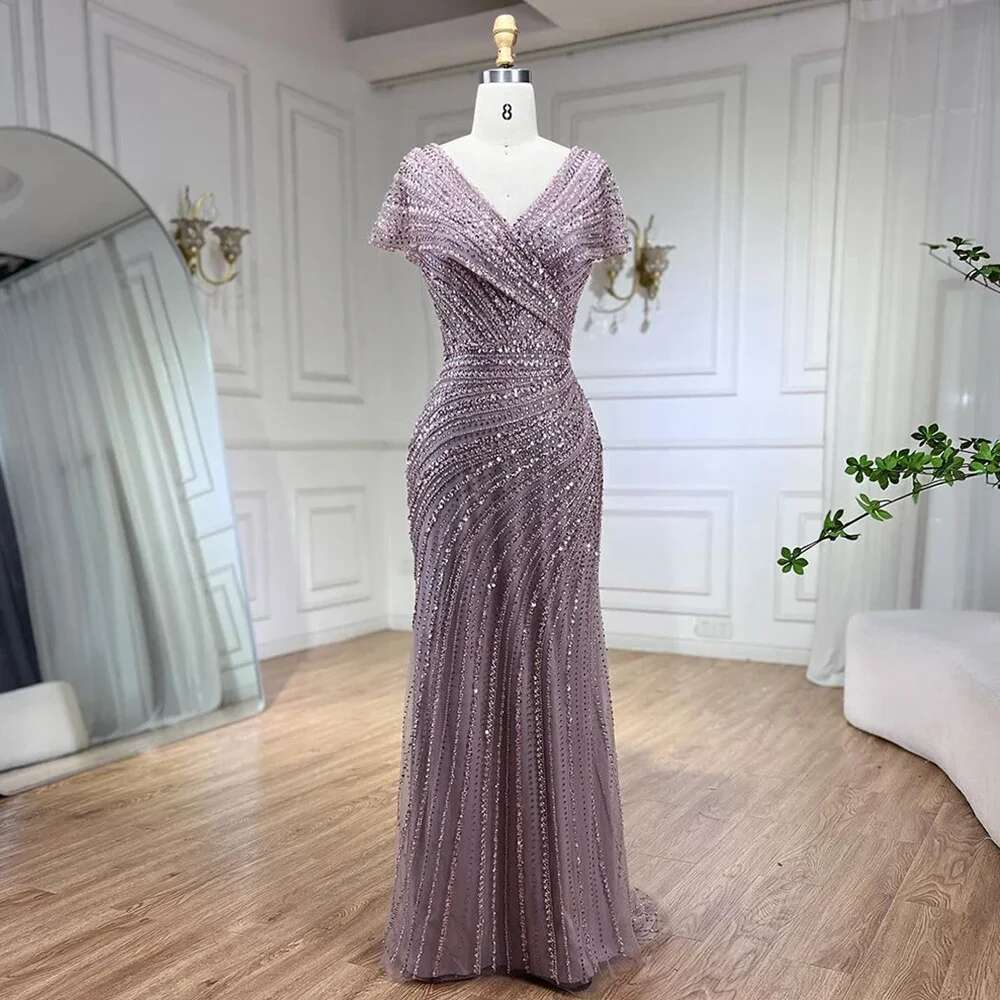 Nude Sier Mermaid Evening Gowns Customize Dubai Beading Sparkle Sleeveless Sexy Formal Dress BLA