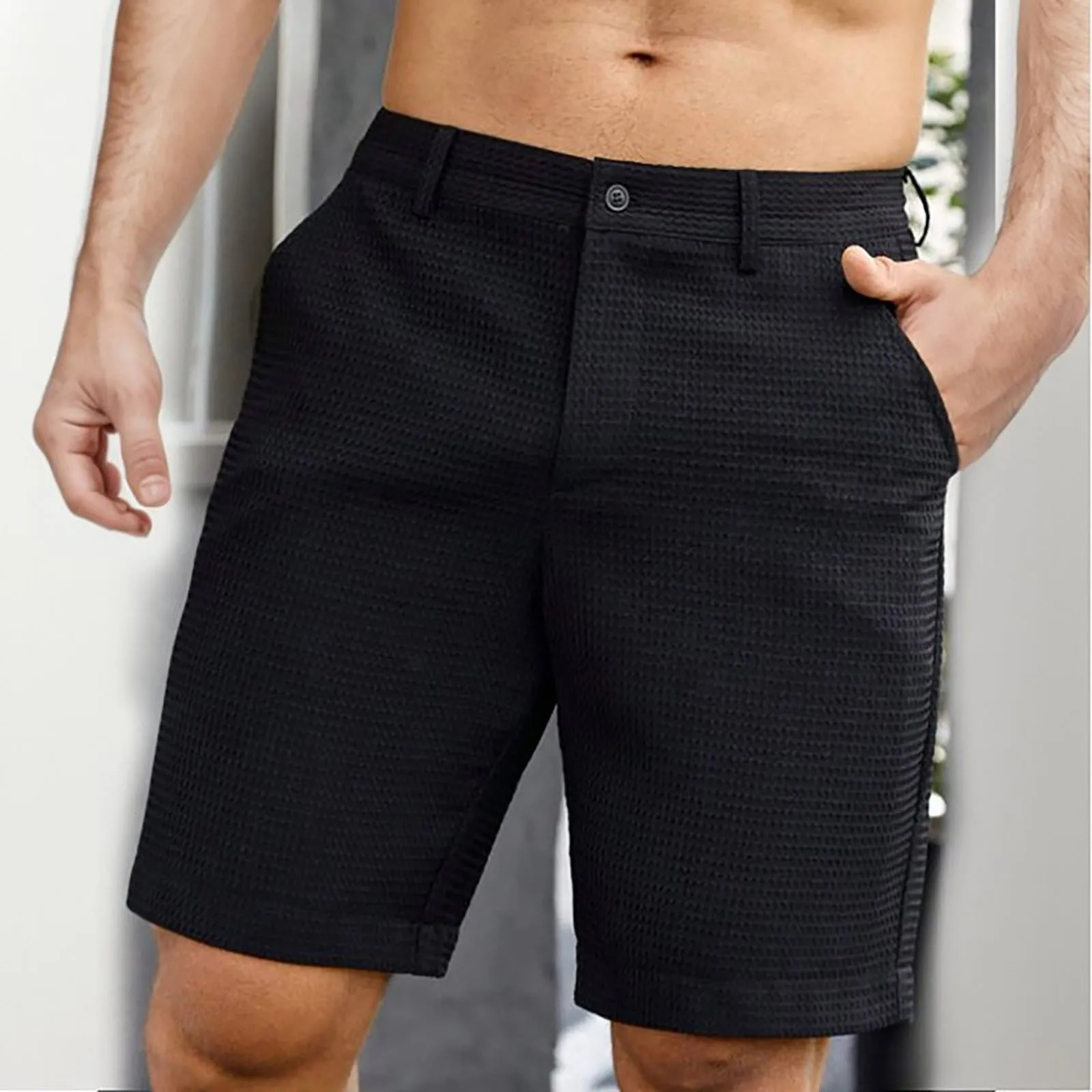 Mens Summer Quarter Pants Solid Color Casual Dress Medium Small Plaid Comfortable Fitness Basketball Sports Shorts 250214