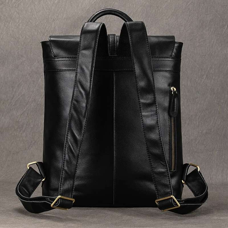 Luufan Top Grade Genuine Men Backpack Male Business Laptop Daypack Black Soft Leather Big Capacity Travel School Bag
