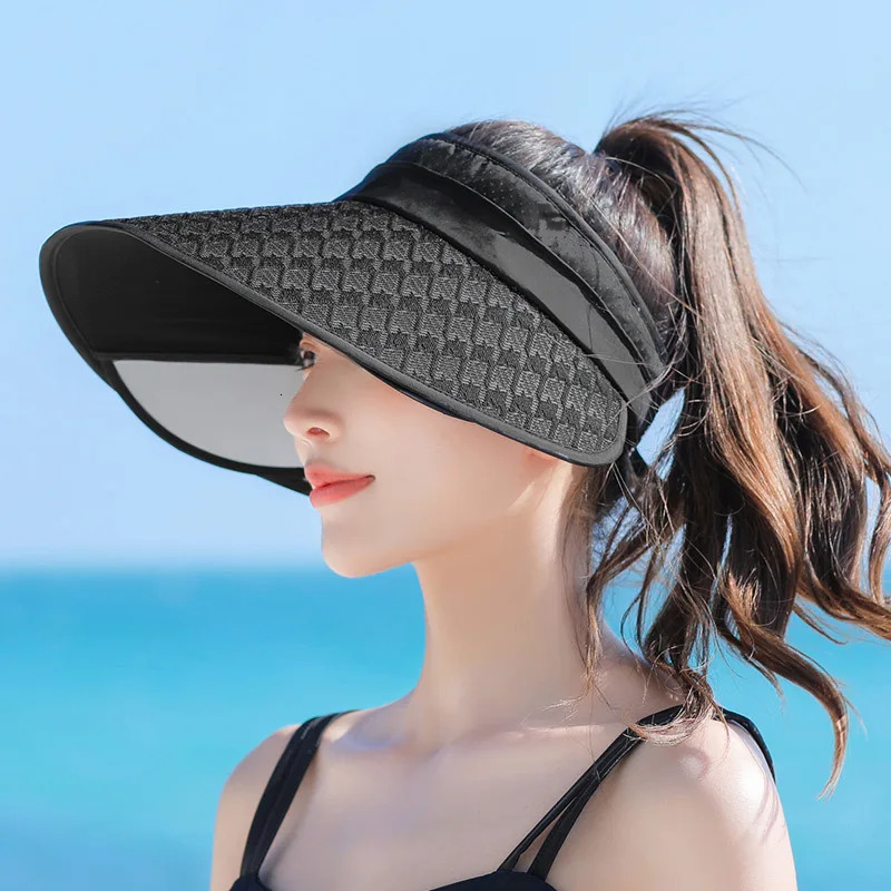 Womens summer foldable UV resistant beach hat solid color stretchable wide Brim sun hat womens sun hat 250213