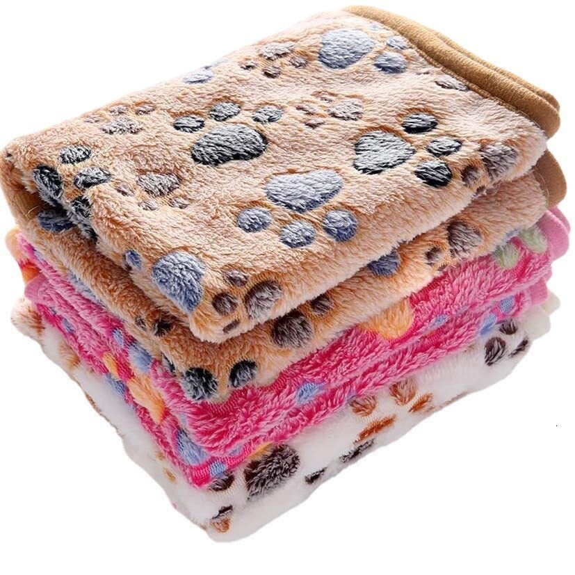 Dog Blankets Pet Blanket Dog Cat Coral Fleece Flannel Paw Print All Season Blanket