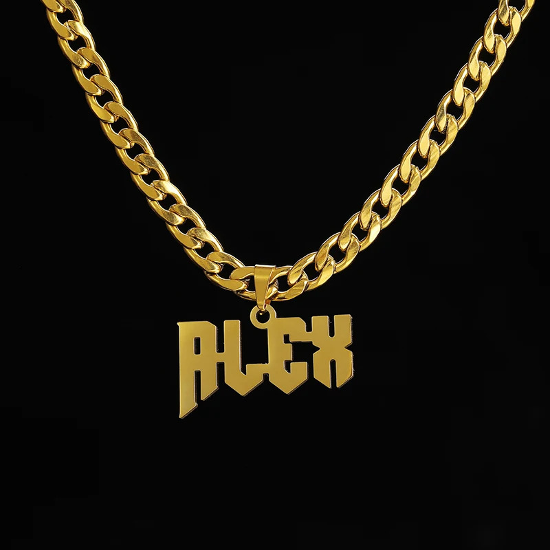 Customized Name Necklace Pendant Gold Personalized Stainless Steel 5mm Wide and Thick Chain Jewelry Suitable for Mens Gifts 250210