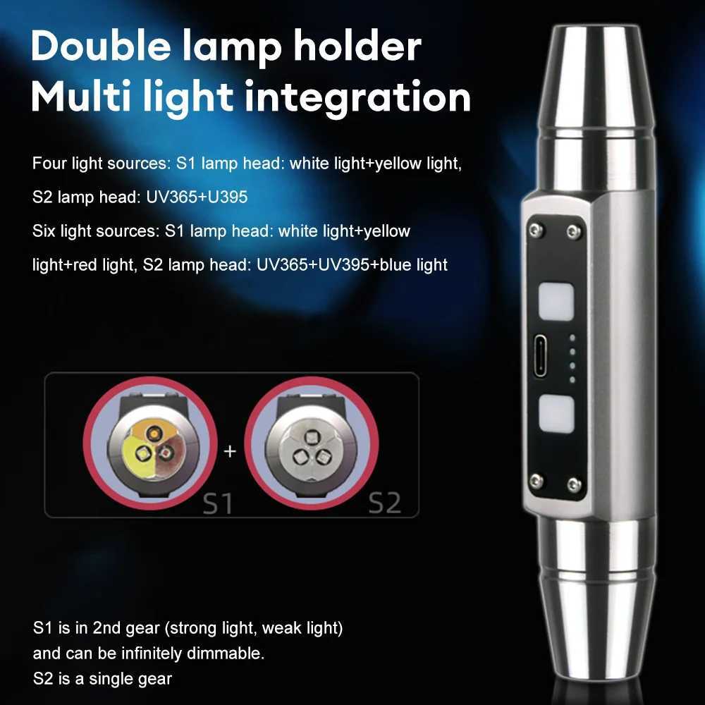 Rechargeable Jade Identification Flashlight 6 Light Sources Jade Detector Light Ultraviolet 365nm/395nm LED UV Torch for Gems X250217