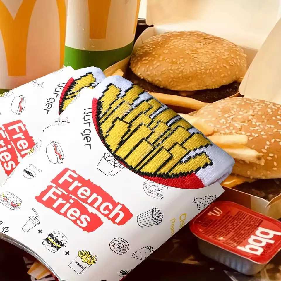 Novelty and fun Socks Red fries pattern gift socks leisure versatile.suitable for Halloween Christmas Valentines Day Gifts W250217