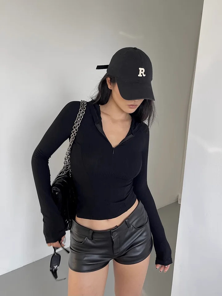 Sexy Black PU Fashion Casual Summer Short Clothing Faux Leather Goth High Waisted Womens Shorts Y2k Woman Pants 250213