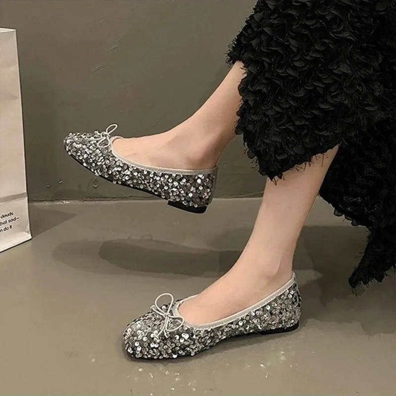 Shoes for Women Sequin n Womens Flat Shoes Soft Non-slip Ballet Shoe Women Work Shoes Comfortable for Work 250214
