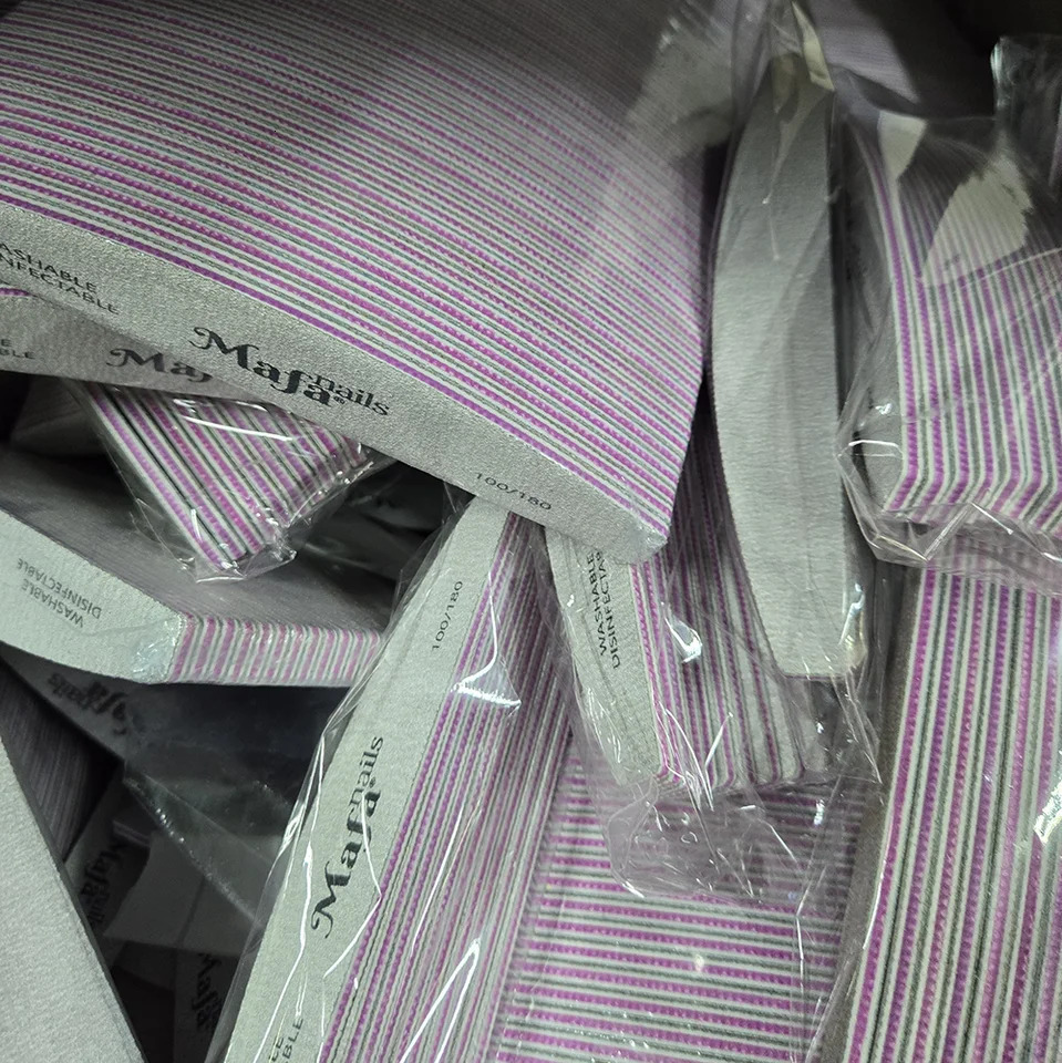 50Pcs/Pack Zebra Curve Nail Files 100/80 Grit Double Sided Gray Buffer Block Files UV Gel Salon DIY Beauty Nails Care Tools 250214