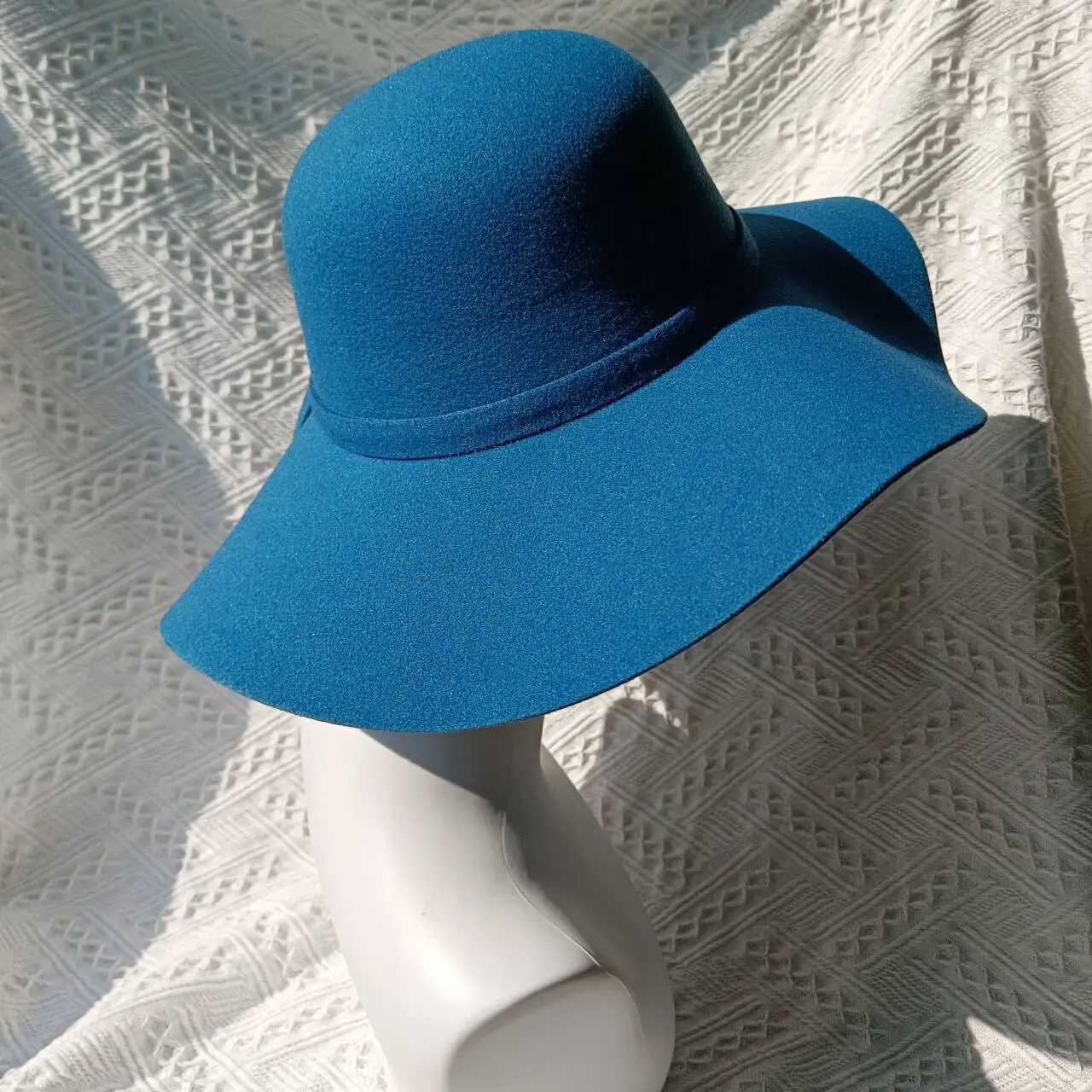 2023 Autumn Winter Vintage Floppy Hat Women Elegant Felt Fedora Hat Wide Brim Sun Cap British Style Fedoras Felt Floppy Hats W250217