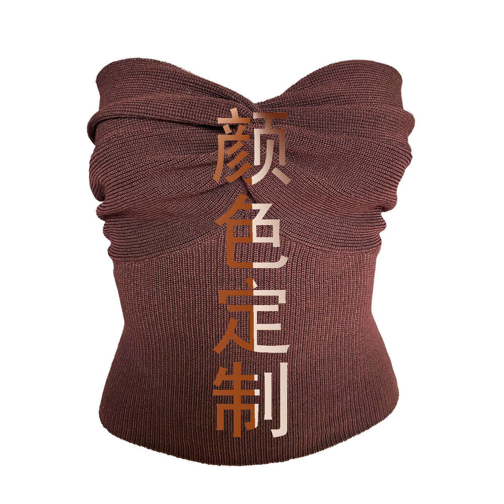 Spring/Summer Women's Solid Color Cross Knitted Woolen strapless Tank Top 2025 New Style Unique and Elegant Clothing