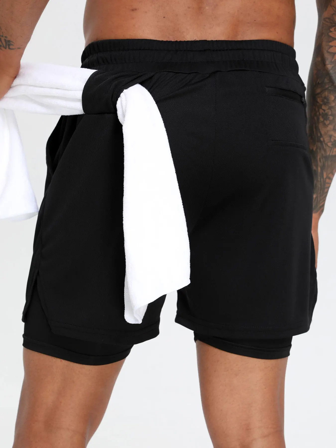 2in1 Mens Performance Running Shorts MoistureWicking Compression Support With Secure Zipper Pocket For Gym Training 250217