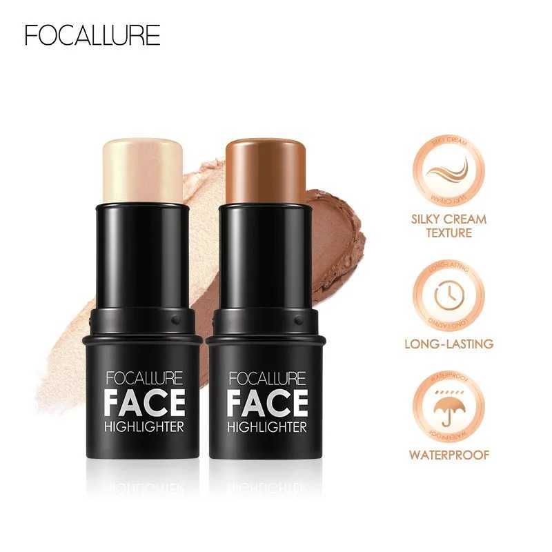 FOCLARURE 18 Color Highlander Contour Bar Highlight Powder Cream Texture Micro Light Facial Care CosmeticsW250217