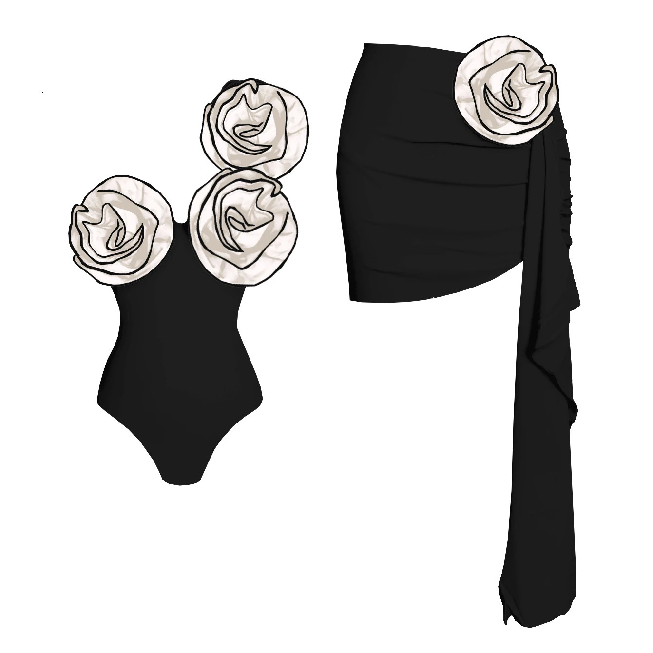 Sexy Flower One Piece Swimwear Trend Swimsuit Brazilian Biquini y Woman Red Bodysuit Bathing Suit Monokini 250214