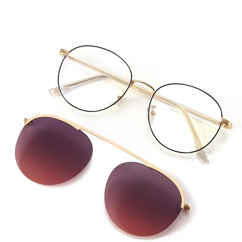 COHK Fashion n Men Women Magnet Sunglasses Polarized Clip On Sun Glasses Round Optic Myopia Spectacle Eyeglass Frames 250214