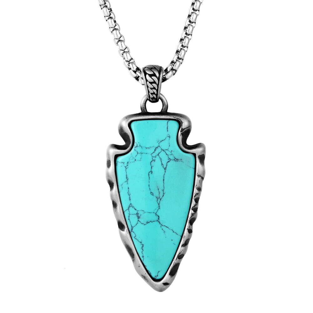 New Fashion Natural Stone with Nordic Viking Style Stainless Steel Men's Pendant Necklace