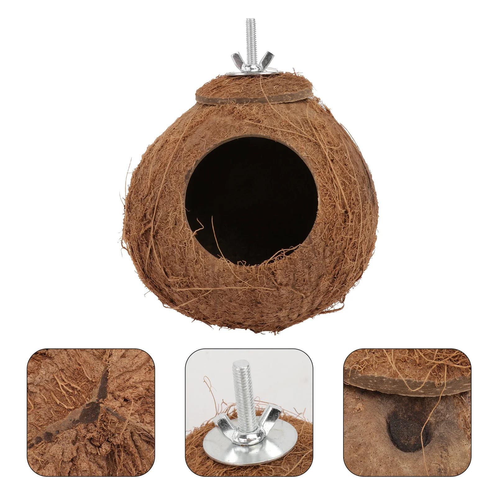 Bird Cage Coconut Shell Nest Birds House Toy Biting Small Parrot Plaything Pet Sleeping Natural 250206