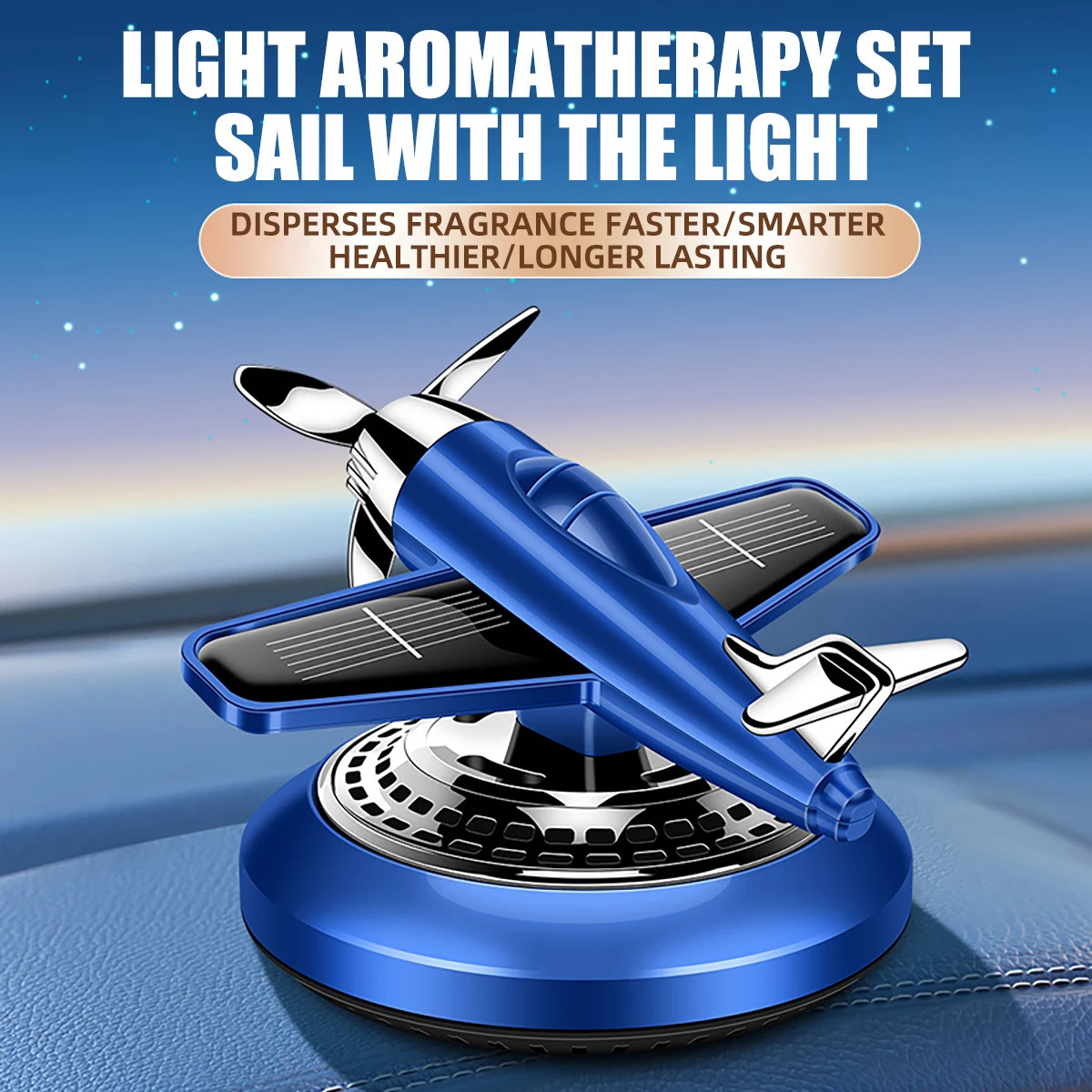 Solar Powered Car Vent Air Freshener Helicopter Airplane Ocean Cologne Blue Wind Chime Fragrance Car Interior Ornament 250214