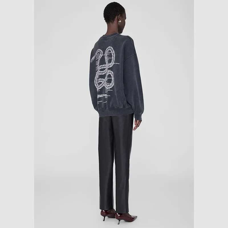 New Arrival North American AB Alphabet Snake Print Hoodie for Women Loose Hooded Sweatshirt in Black and Grey