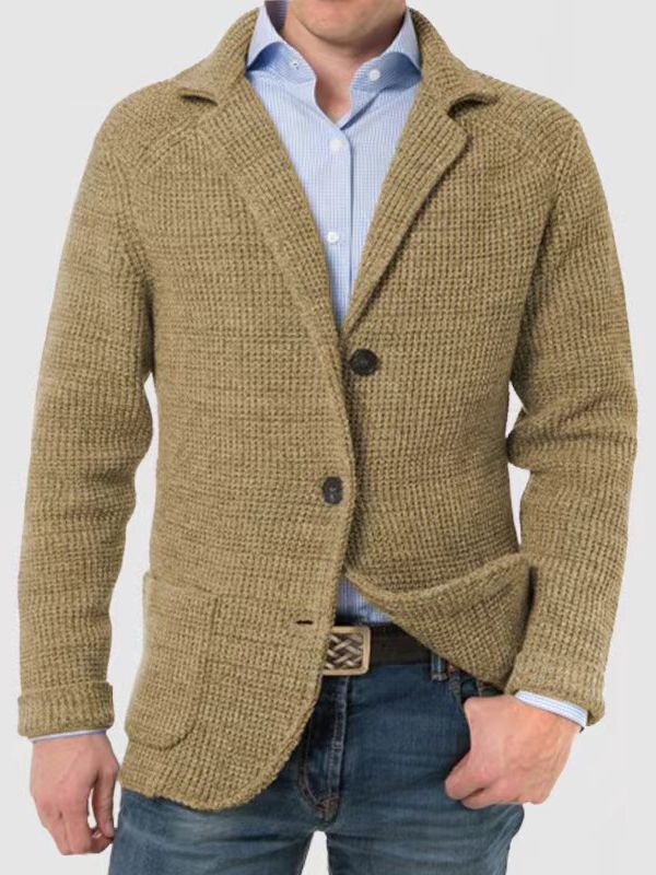 H2172Cozy Fall Fashion - Stand Collar Cardigan Outfit Ideal for Cold Weather