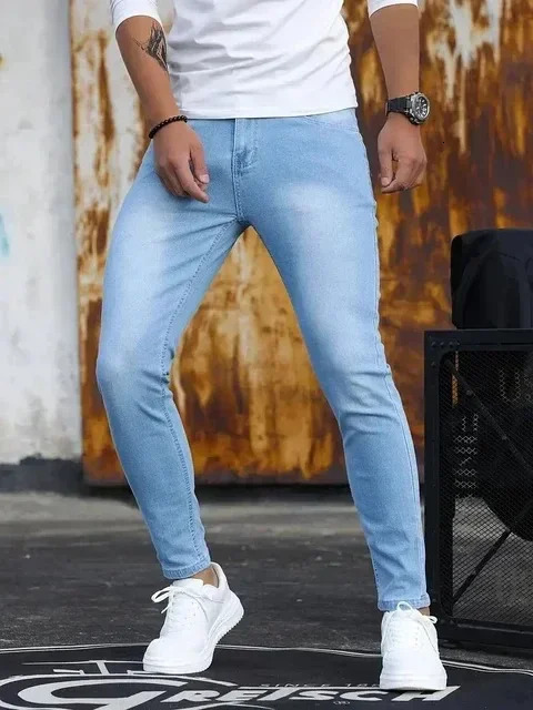 Mens Slim Fit Classic Skinny Jeans Casual Street Style Comfortable Male Pencil Denim 250214