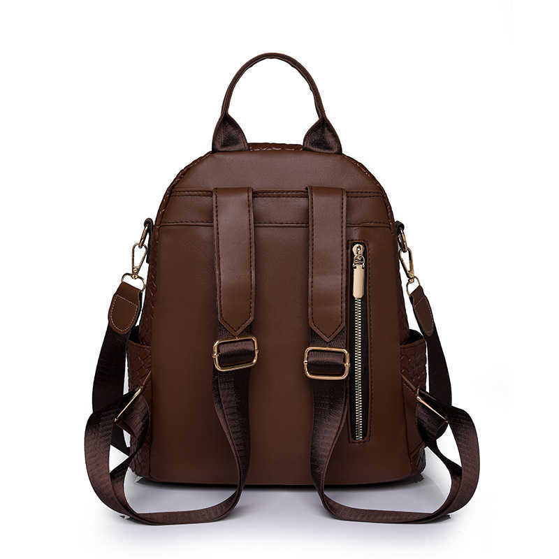 Shoulder Bag For Women New Korean Fashion Solid Color Soft Leather Womens Travel Backpack Large Capacity Student Book Bag Trendy